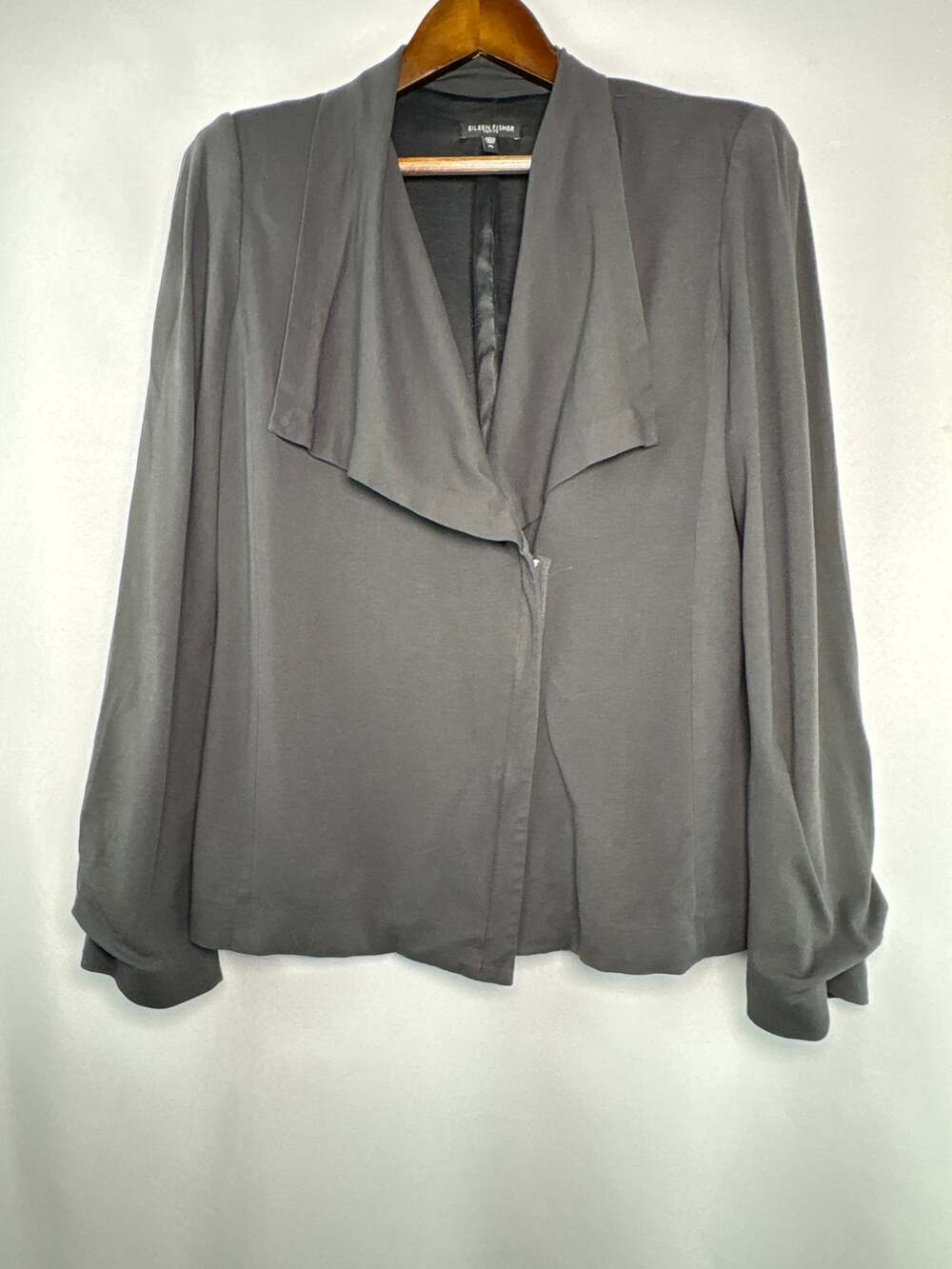Eileen Fisher Womens Petite Large Dark Gray Half Zip Stretch Jacket